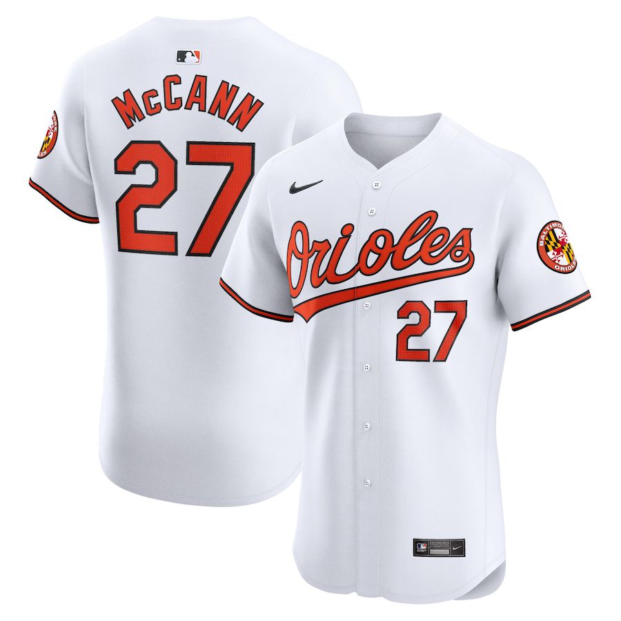 Men Baltimore Orioles #27 James McCann Nike White Home Elite Player MLB Jersey